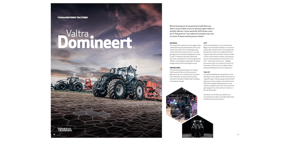 Spread uit het jaarboek van de Mechan Groep met tekst van Kouveld blijft