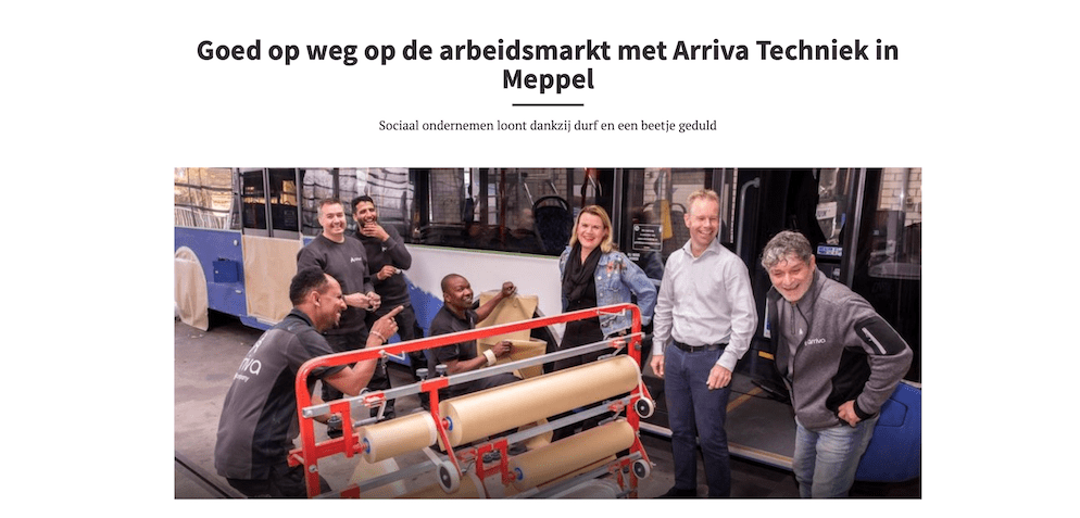 Online artikel uit een serie van verhalen over de banenafspraak op de website van het werkgeversservicepunt regio Zwolle geschreven door Kouveld blijft.